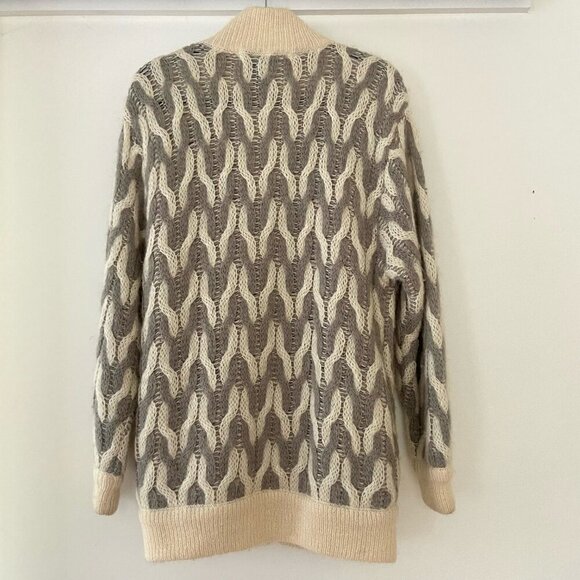 Vintage I.B. Diffusion Classic Wool Button Cable Knit Cardigan Sweater Oversized - Picture 5 of 11